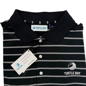Turtle Bay Golf Ecotec Polo Shirt Mens XXL Black Striped Performance Hawaii NEW